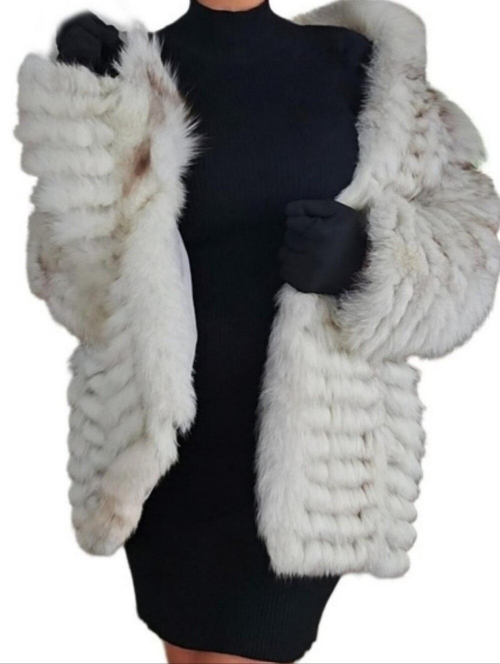 Vintage 1980's Saga Fox Genuine Arctic Blue Shadow Fox Fur Winter Coat